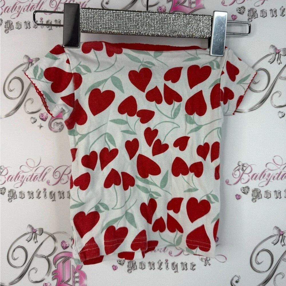 Carter's T-shirt hearts cherry print floral style top White and Red Baby